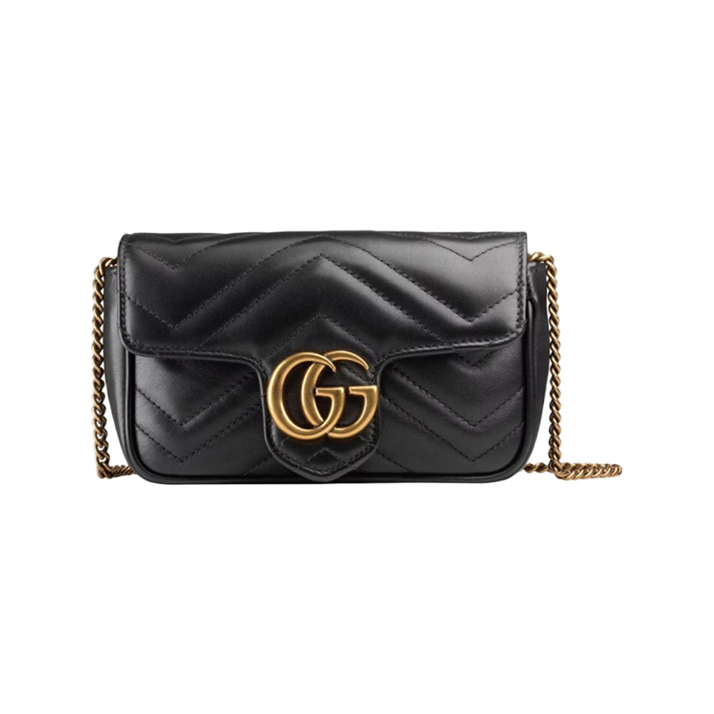 구찌 마몽 마틀라세 레더 슈퍼 미니백 블랙