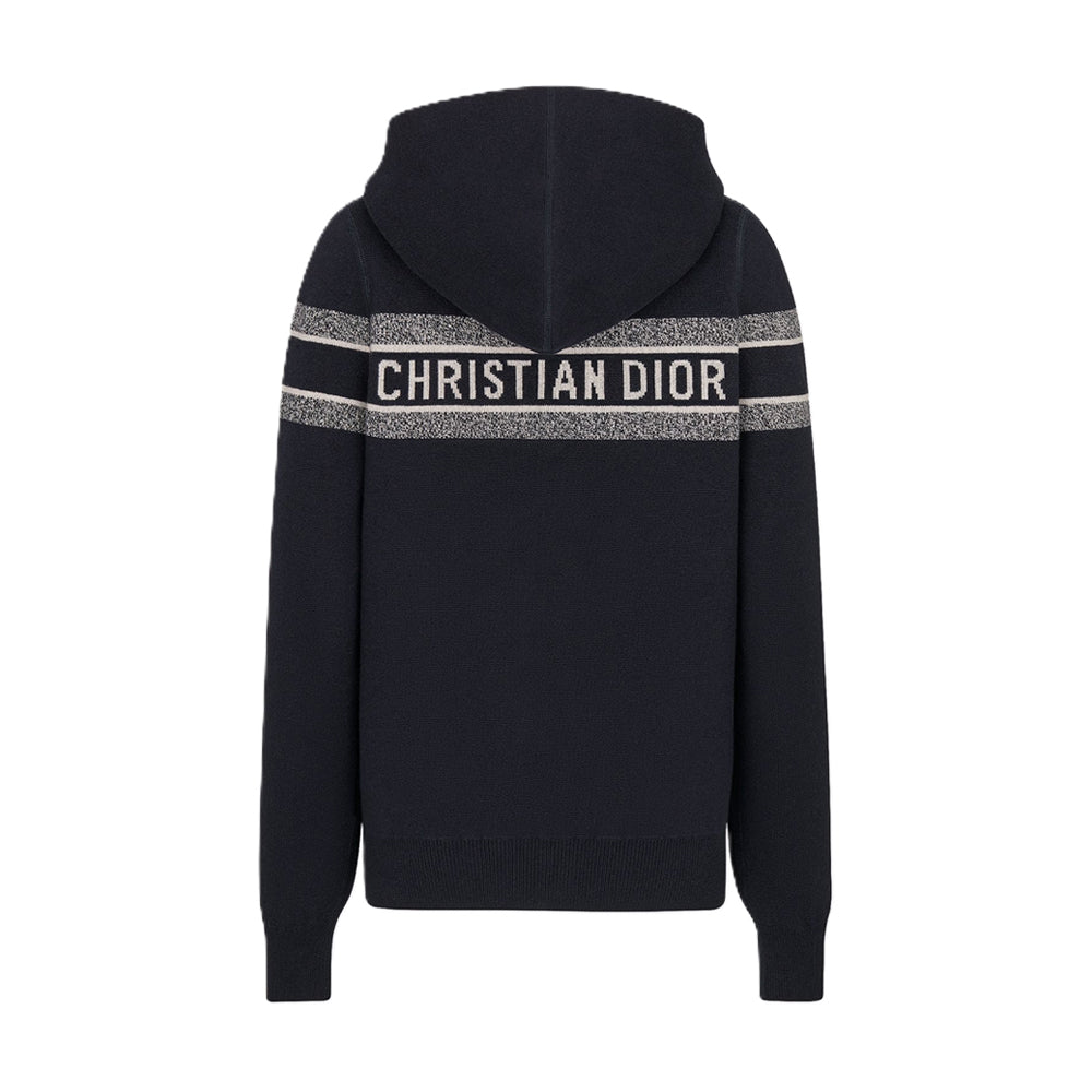 디올 리버서블 후드 지퍼 가디건 네이비