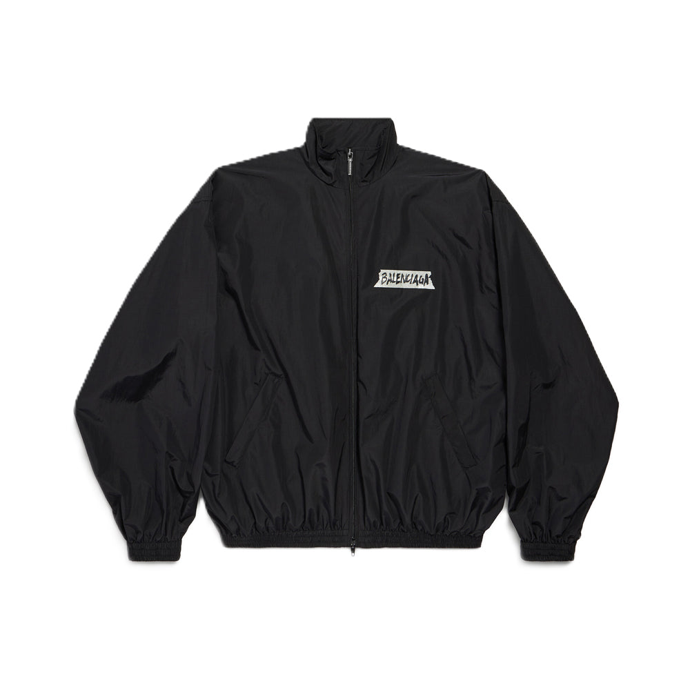 발렌시아가 마스킹 테이프 미디엄 핏 트랙수트 재킷 블랙