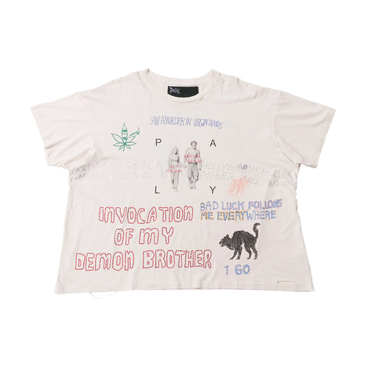 팔리 할리우드 배드 럭 티셔츠 오프 화이트