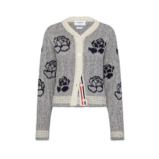 (W)톰브라운 로즈 인타르시아 케이블 니트 가디건 그레이