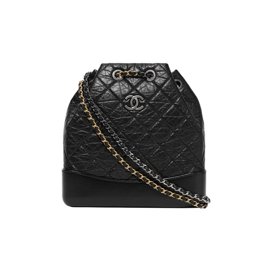 샤넬 가브리엘 백팩 스몰 빈티지 카프스킨 & 골드 실버 메탈 블랙