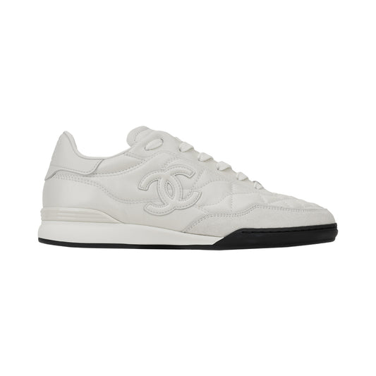 샤넬 스니커즈 샤이니 카프스킨 카프스킨 스웨이드 카프스킨 & 화이트