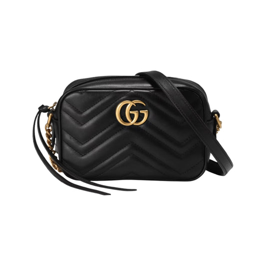 구찌 GG 마몽 집 탑 마틀라세 미니백 블랙