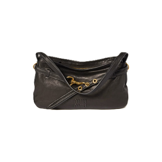 미우미우 아방뛰르 나파 가죽 백 블랙