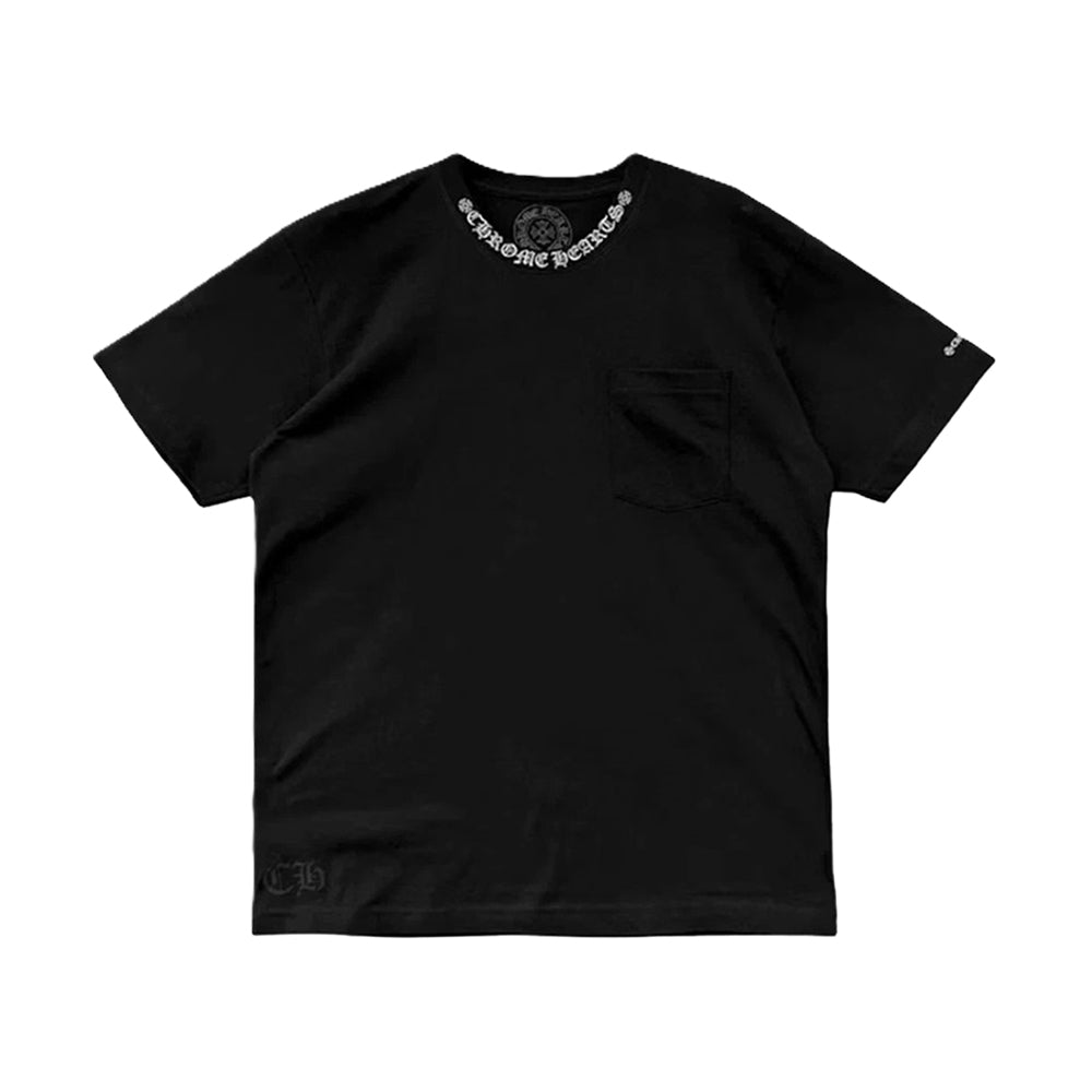 크롬하츠 넥 레터 로고 티셔츠 블랙