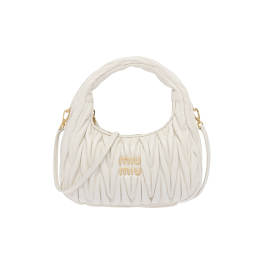 미우미우 완더 마테라쎄 나파레더 스몰 호보백 화이트