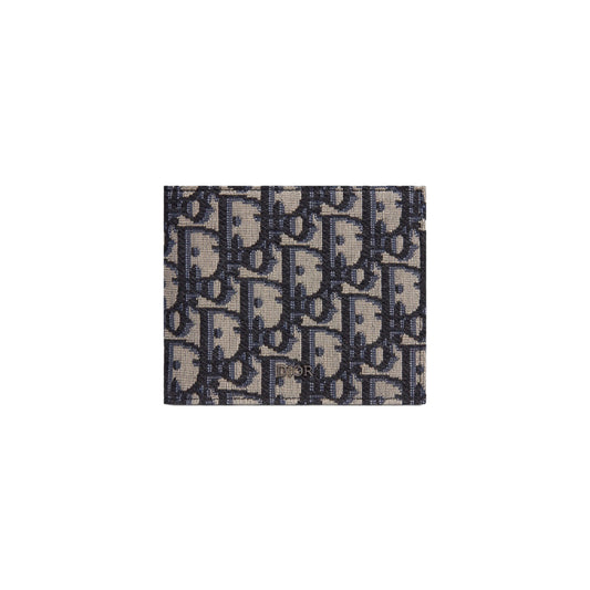 디올 오블리크 자카드 반지갑 베이지&블랙