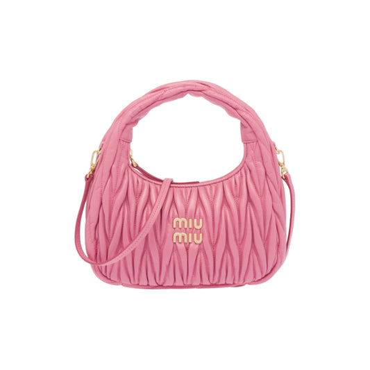 미우미우 완더 마테라쎄 나파레더 스몰 호보백 핑크