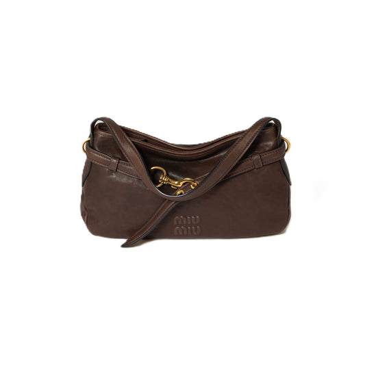 미우미우 아방뛰르 나파 가죽 백 브라운