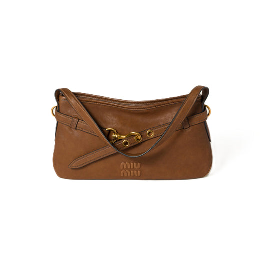 미우미우 아방뛰르 나파 가죽 백 브라운