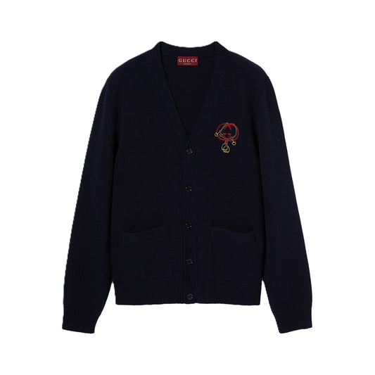 구찌 Equestrain 심볼 로고 자수 가디건