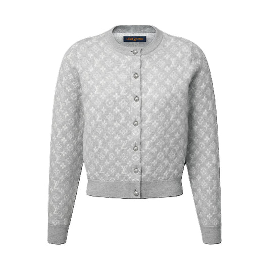 루이비통 모노그램 브러시드 니트 가디건 그레이