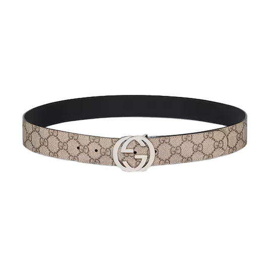 구찌 인터로킹 G 버클 리버서블 벨트 베이지