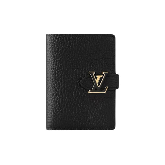 루이비통 LV 버티컬 컴팩트 월렛 카푸친 블랙 아리조나 베이지