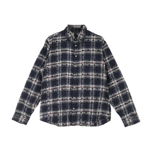 크롬하츠 블루&블랙 모노그램 크로스 패치 플란넬 셔츠(2color)