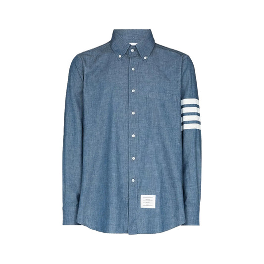 톰브라운 4바 블루 샴브레이 셔츠