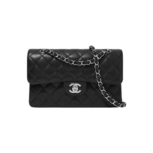 샤넬 클래식 스몰 플랩백 캐비어 은장