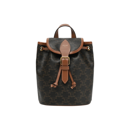 셀린느 미니 백팩 폴코 - 트리옹프 캔버스 & 카프스킨 탄